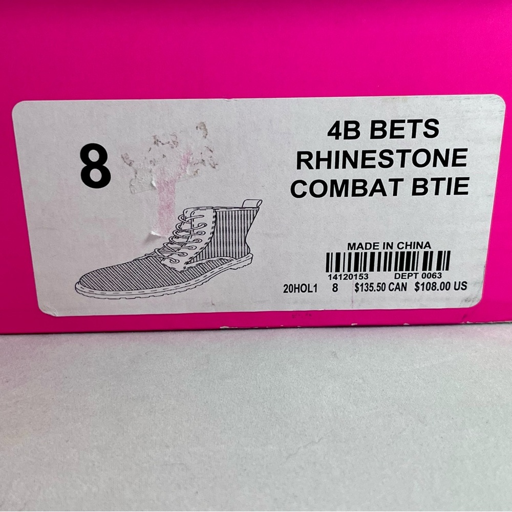 IOB Betsey Johnson for Torrid Rhinestone Lace-Up Combat Boots-Sz 8 - Picture 10 of 12